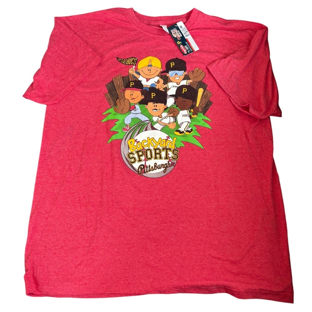 NWT‎ Backyard Sports Pittsburgh Pirates Graphic Tee XL Sugardale Red Shirt VTG